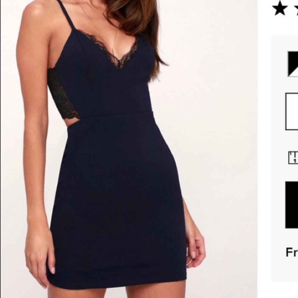 LuLu’s Navy cocktail dress with lace trim